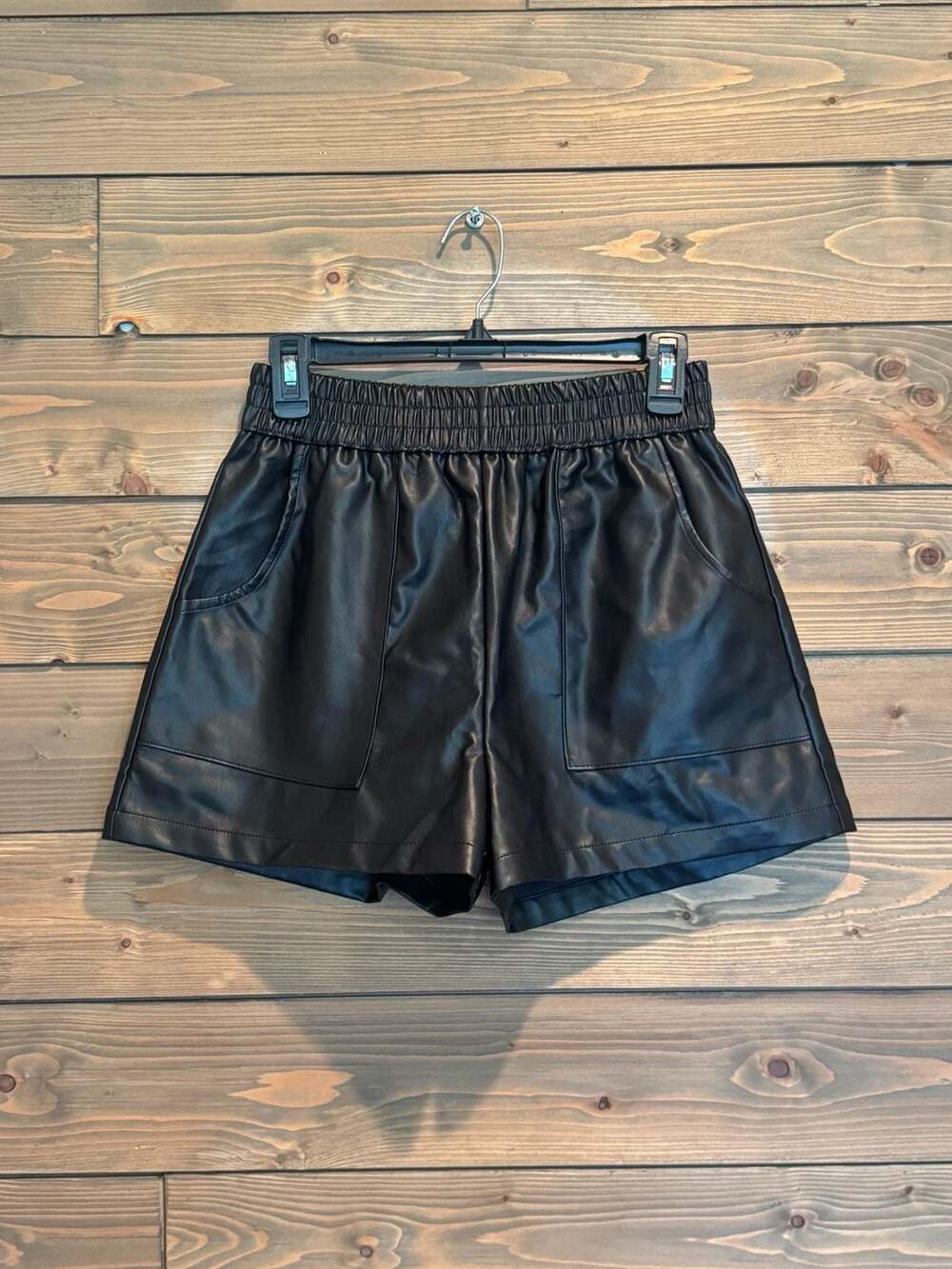 Altar'd State Black Faux Leather Elastic Waist Shorts Small NWT